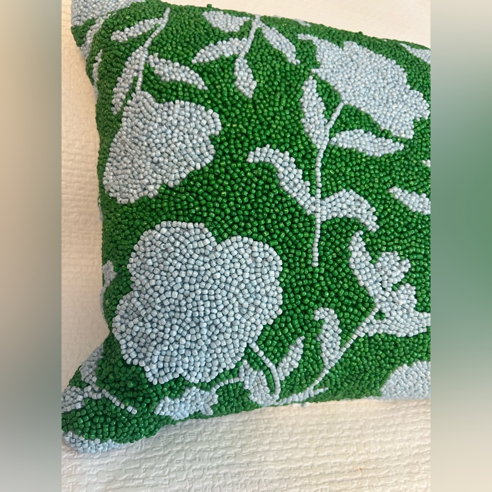 Kate Spade Target  beaded Floral Green and Blue Throw Pillow
12x12 - Picture 4 of 7